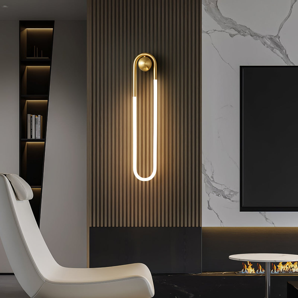 Brass & Black Minimalist LED Wall Light