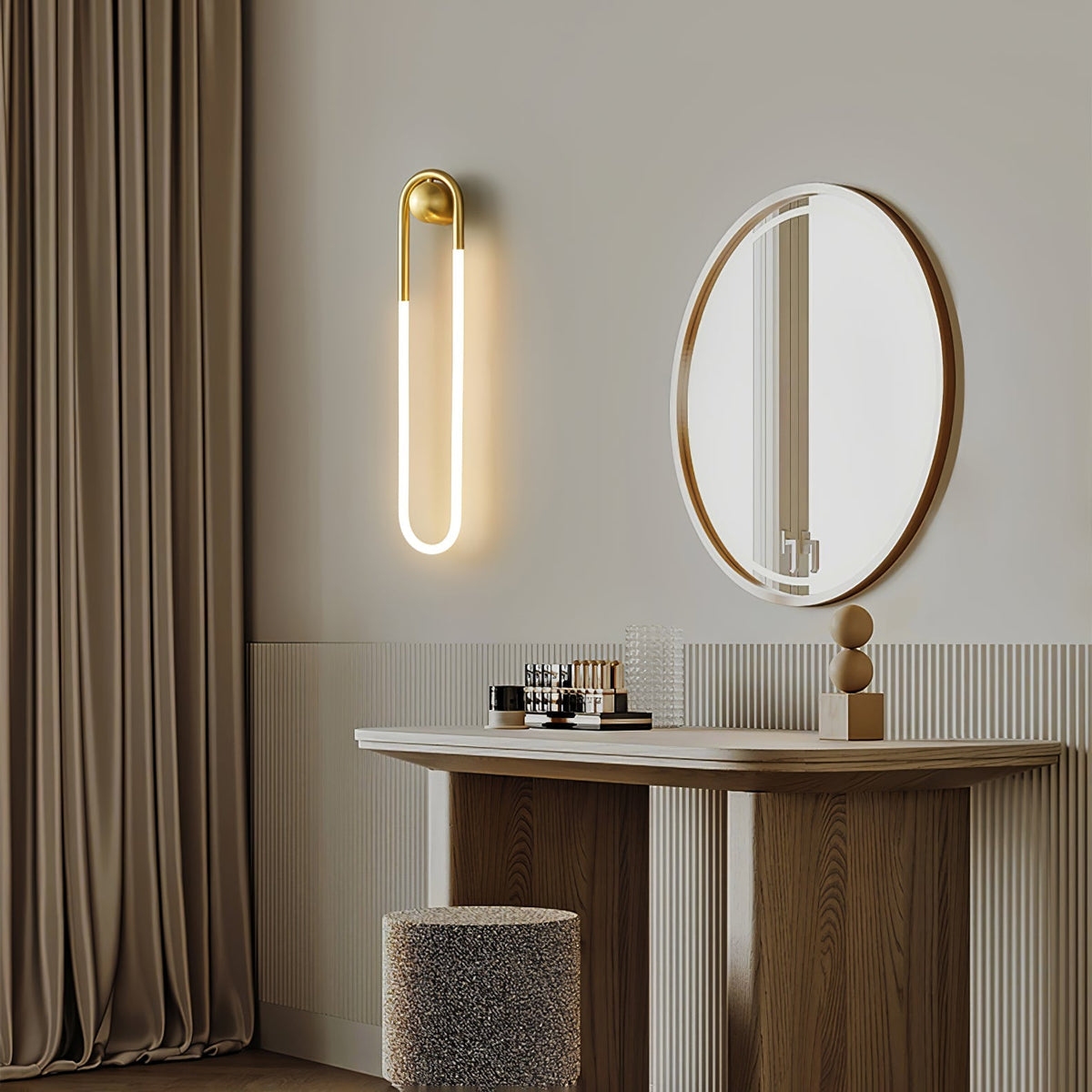 Brass & Black Minimalist LED Wall Light