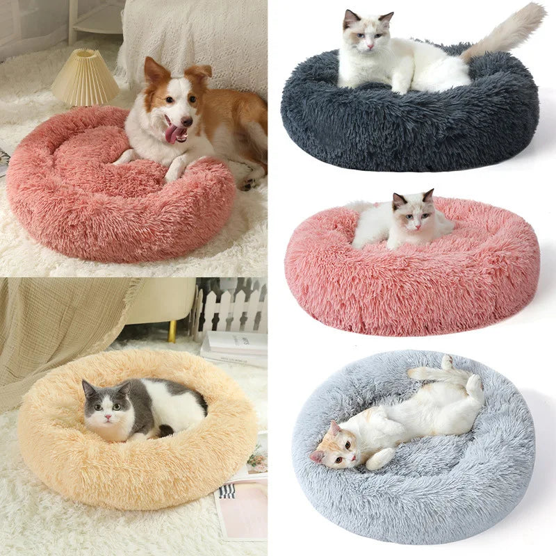 Plush Donut Calming Pet Bed