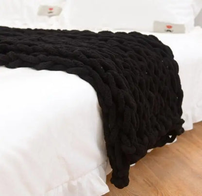 Chunky Knit Chenille Throw Blanket