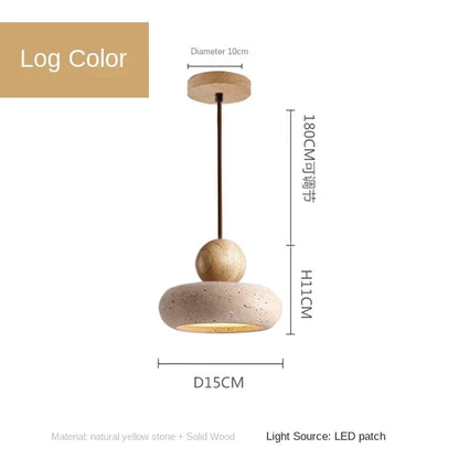 Natural Stone & Wood Minimalist Pendant