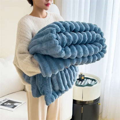 Luxury Faux Rabbit Fur Throw Blanket