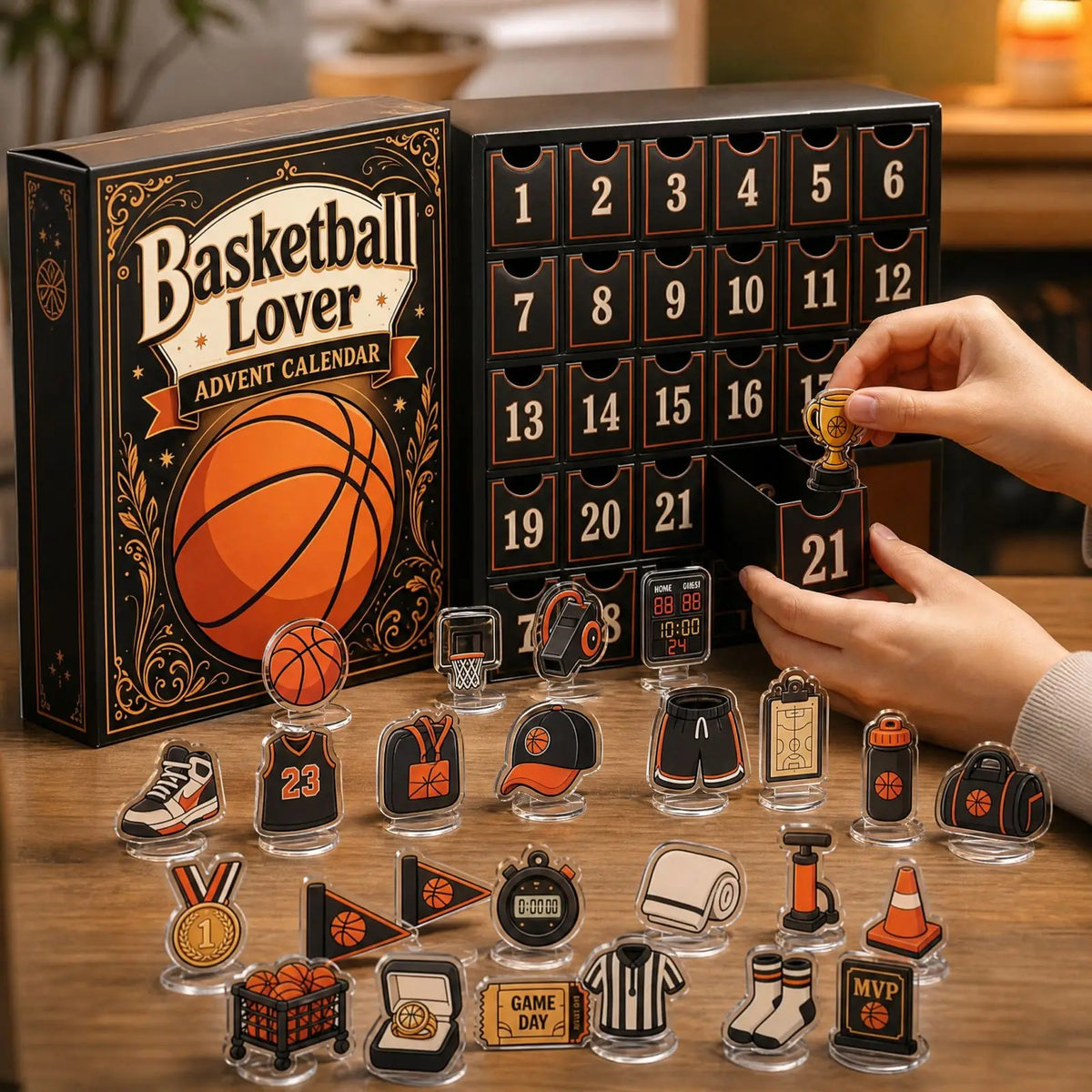 Basketball advent calendar sneaker and whistle charms
