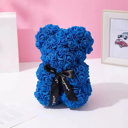 Royal Blue foam rose bear