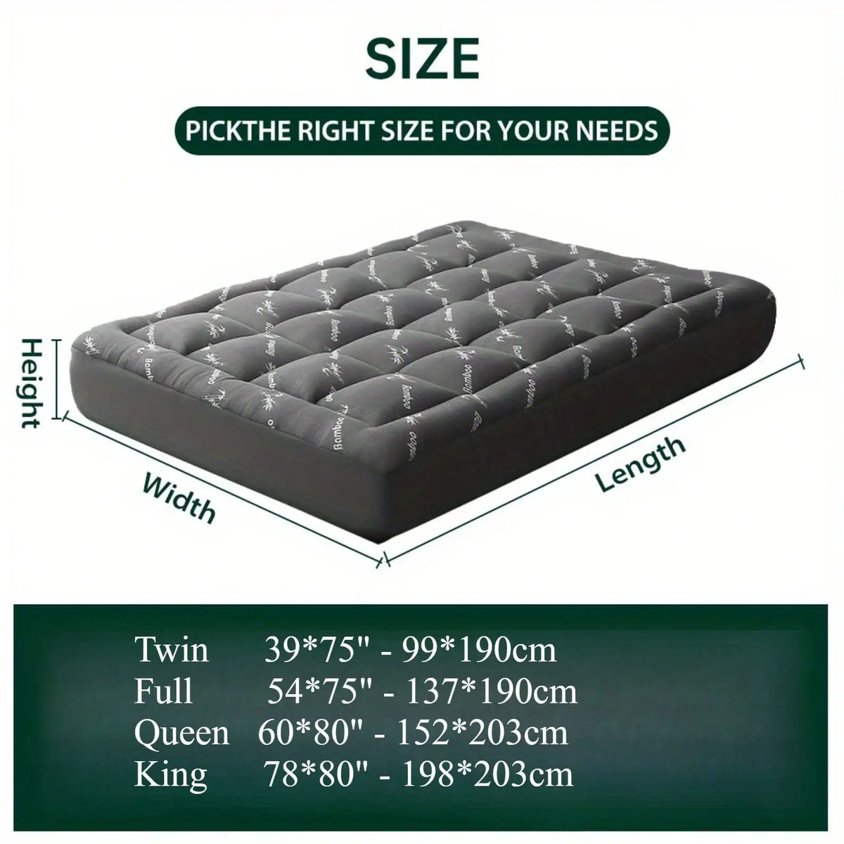 Bamboo Fiber Cooling Mattress Topper