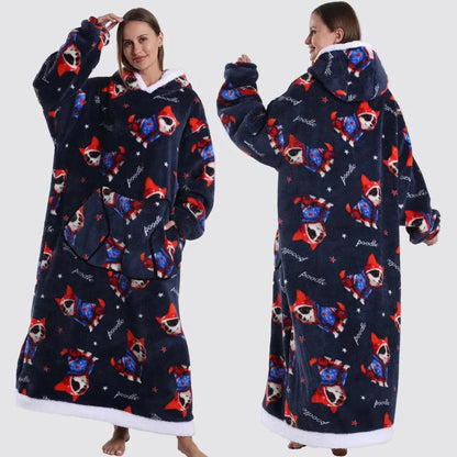 Oversized Wearable Blanket Hoodie, Giant Fleece Hooded Blanket for Adults, 31 Prints, Short and Long, Loungewear