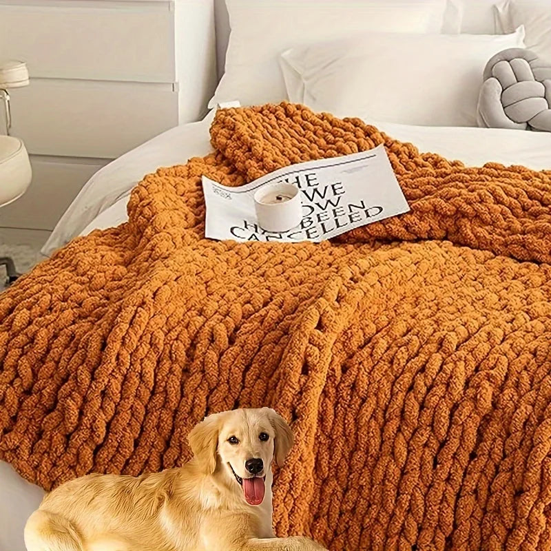Chunky Knit Chenille Throw Blanket
