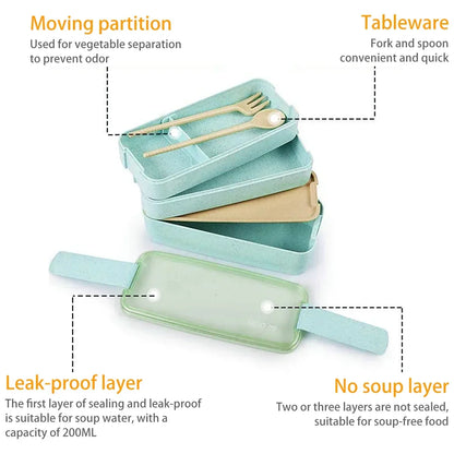EcoStack 3-Tier Wheat Straw Lunch Box