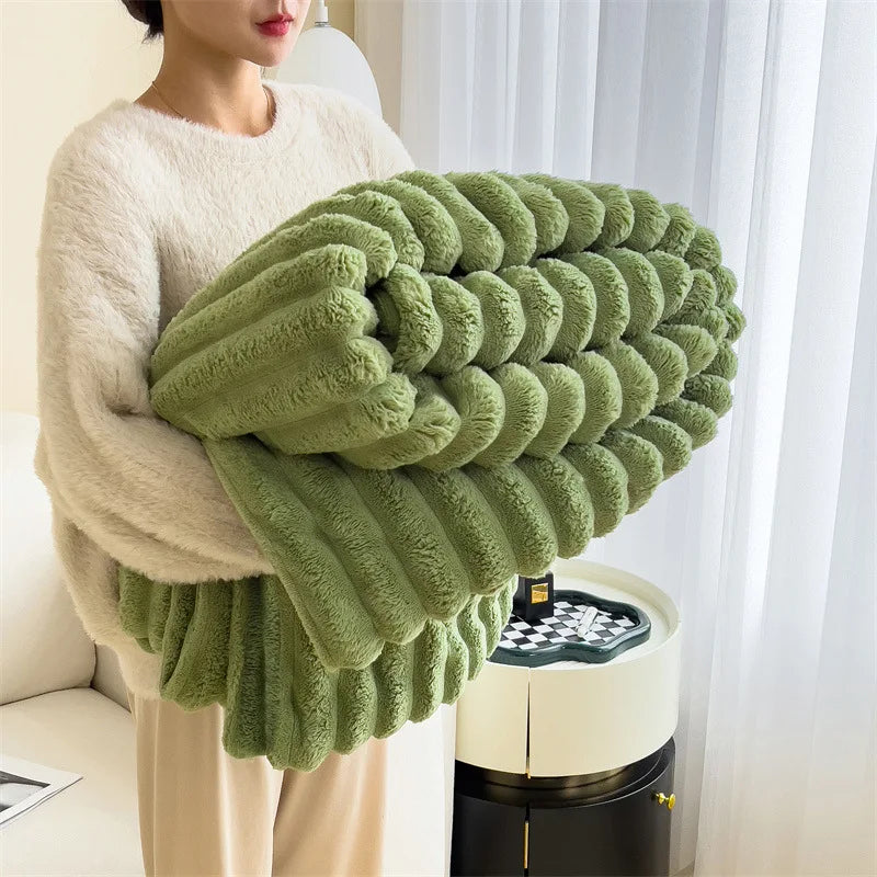 Luxury Faux Rabbit Fur Throw Blanket