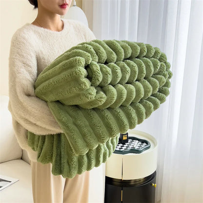 Luxury Faux Rabbit Fur Throw Blanket