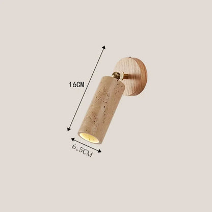 Huangdong Travertine & Wood Wall Lamp