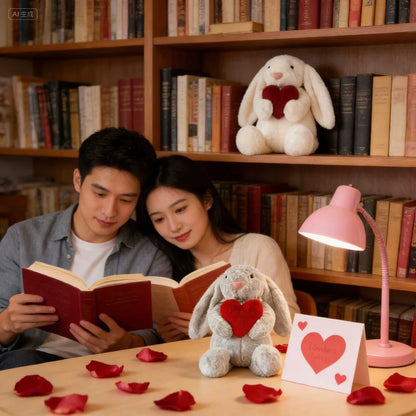 Long Ear Bunny Plush Doll 20/30CM Cute Holding Heart Soft Stuffed Rabbit Comfort Toy Easter Valentines Gift Kids
