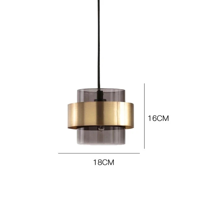 Nordic Brass Cylinder Glass Pendant Light
