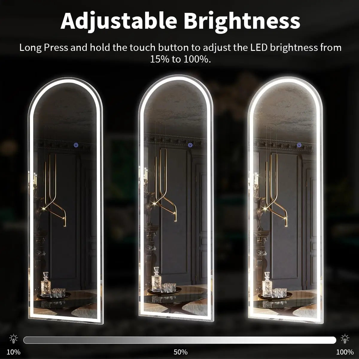 Arched LED Full Length Floor Mirror