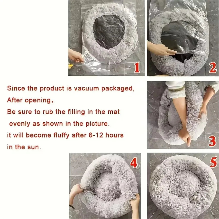 Plush Donut Calming Pet Bed