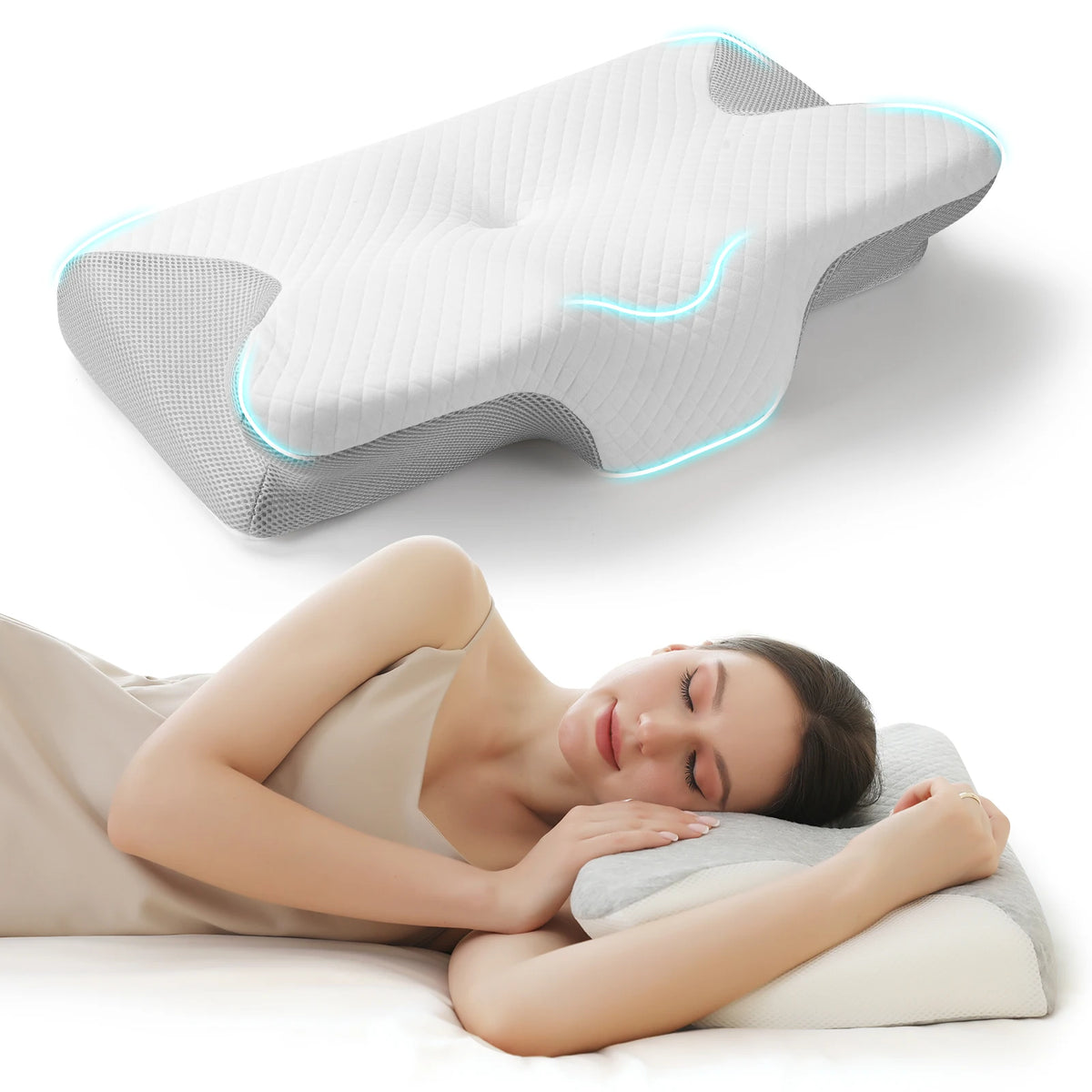 Cooling Contour Memory Foam Pillow - Light Gray