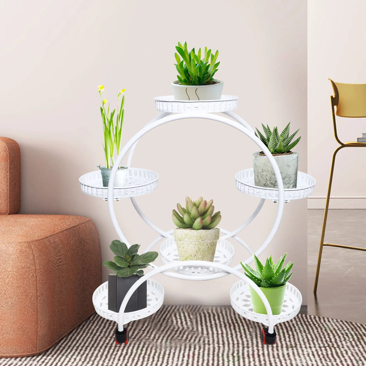 6-Tier Rolling Metal Plant Stand