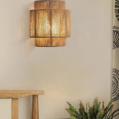 RattanGlow Handwoven Wall Lamp