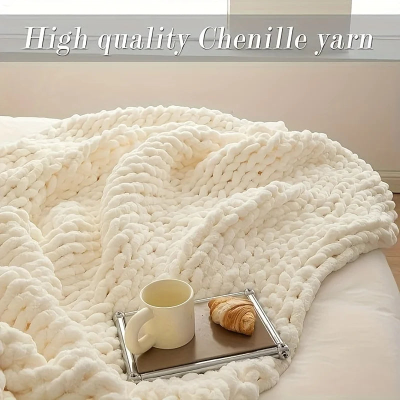 Chunky Knit Chenille Throw Blanket