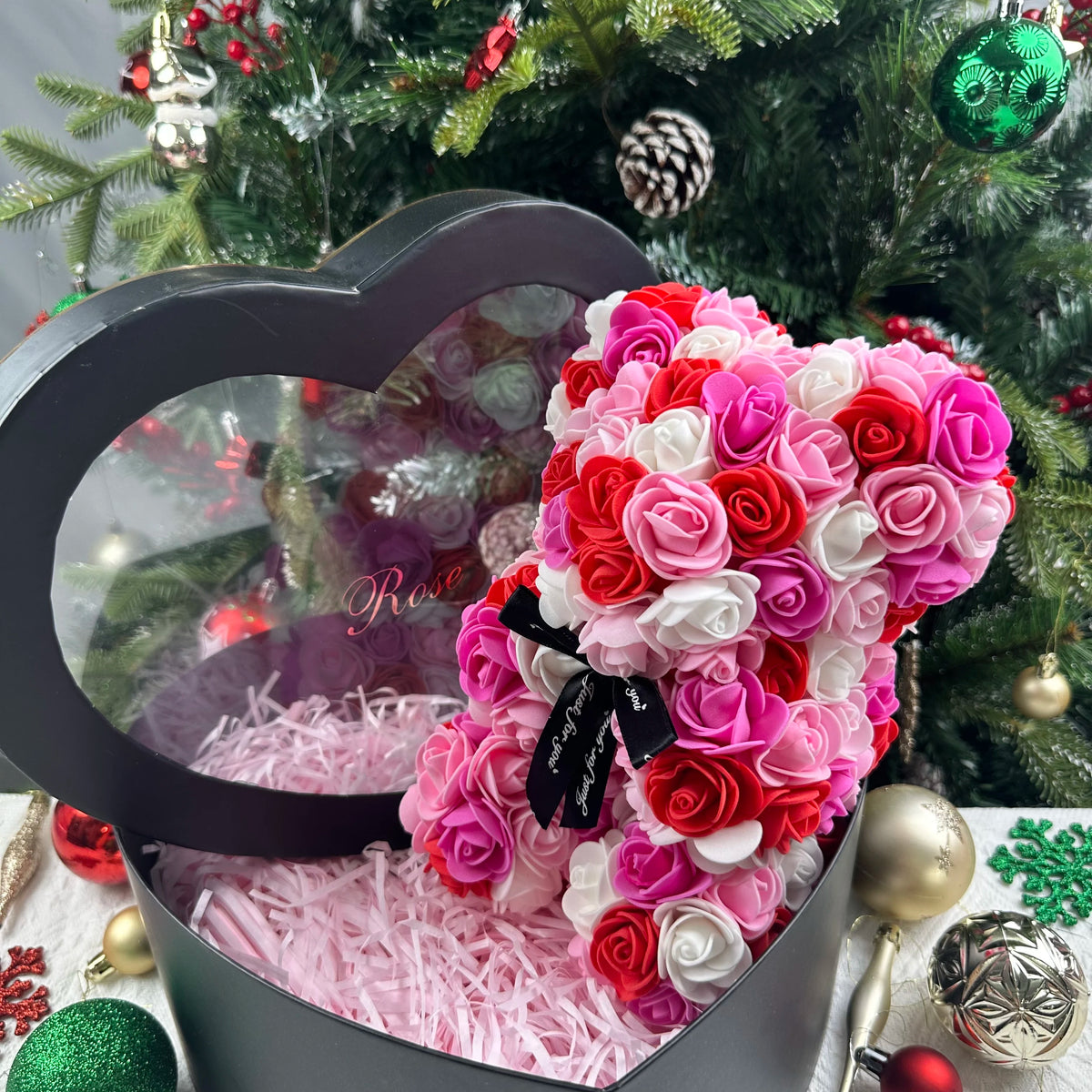 Pink & Red Mix foam rose bear
