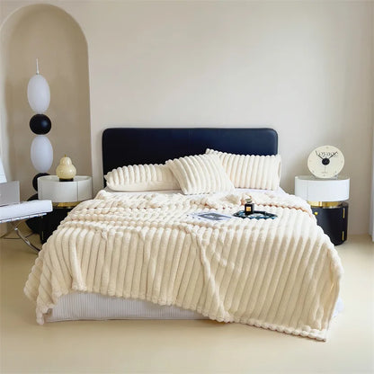 Luxury Faux Rabbit Fur Throw Blanket