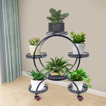6-Tier Rolling Metal Plant Stand
