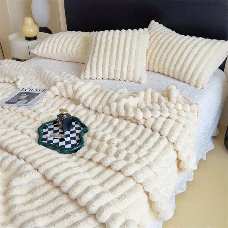 Luxury Faux Rabbit Fur Throw Blanket