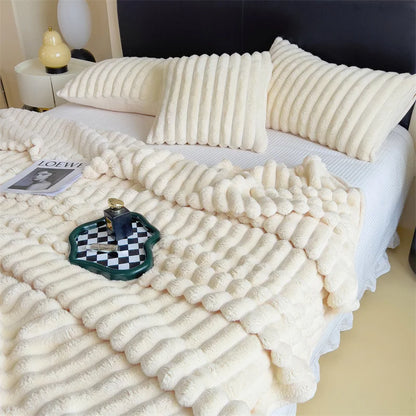 Luxury Faux Rabbit Fur Throw Blanket