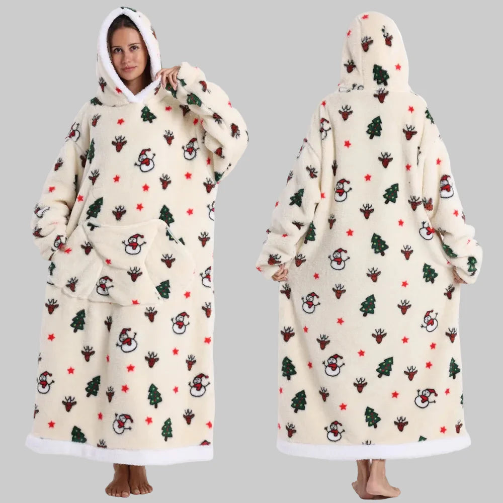 Oversized Wearable Blanket Hoodie, Giant Fleece Hooded Blanket for Adults, 31 Prints, Short and Long, Loungewear