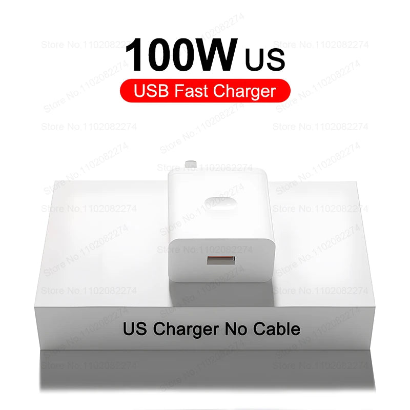 100W SuperVOOC Fast Charger US Charging Plug USB Charger Type C Cable