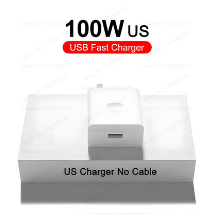 100W SuperVOOC Fast Charger US Charging Plug USB Charger Type C Cable