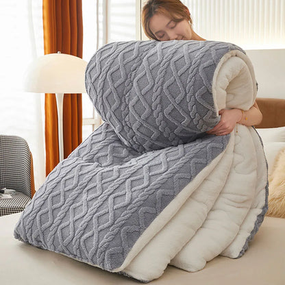 Thick Faux Lamb Fleece Weighted Comforter - Gray