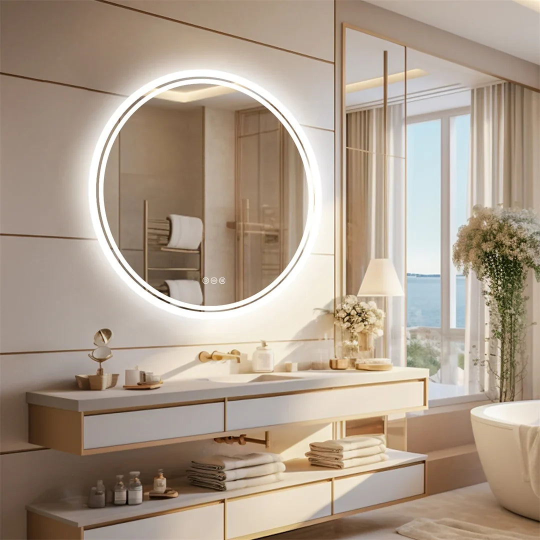 LuvoRound Anti-Fog LED Bathroom Mirror