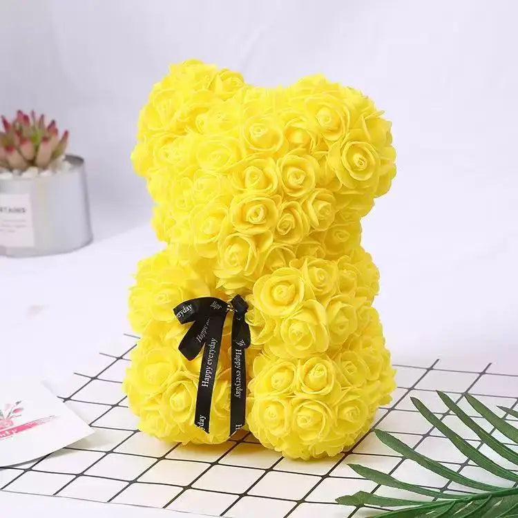 Yellow foam rose bear