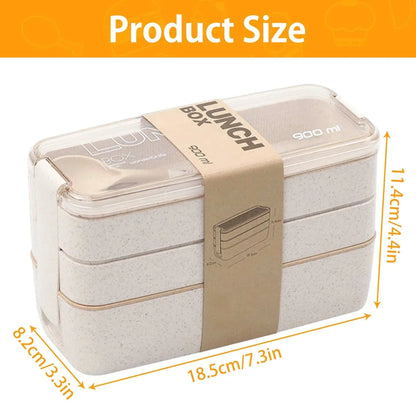 EcoStack 3-Tier Wheat Straw Lunch Box
