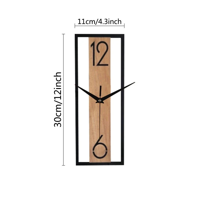 Modern Rectangular Wood Grain Wall Clock