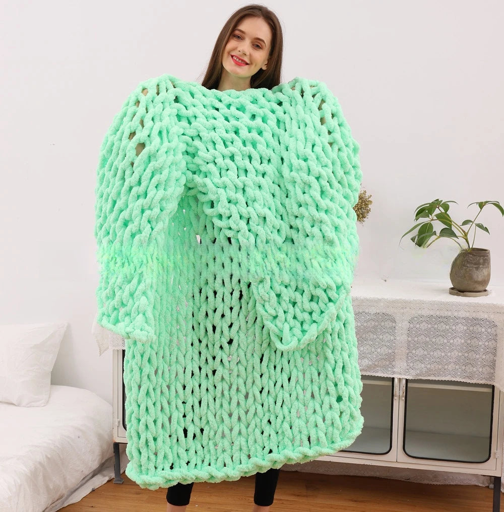 Chunky Knit Chenille Throw Blanket