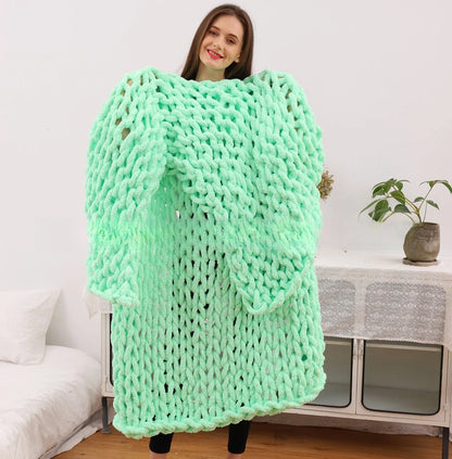 Chunky Knit Chenille Throw Blanket