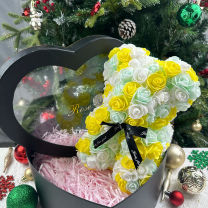 Yellow & White Mix foam rose bear