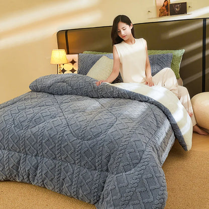 Thick Faux Lamb Fleece Weighted Comforter