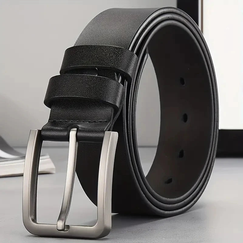 Split leather pin buckle belt