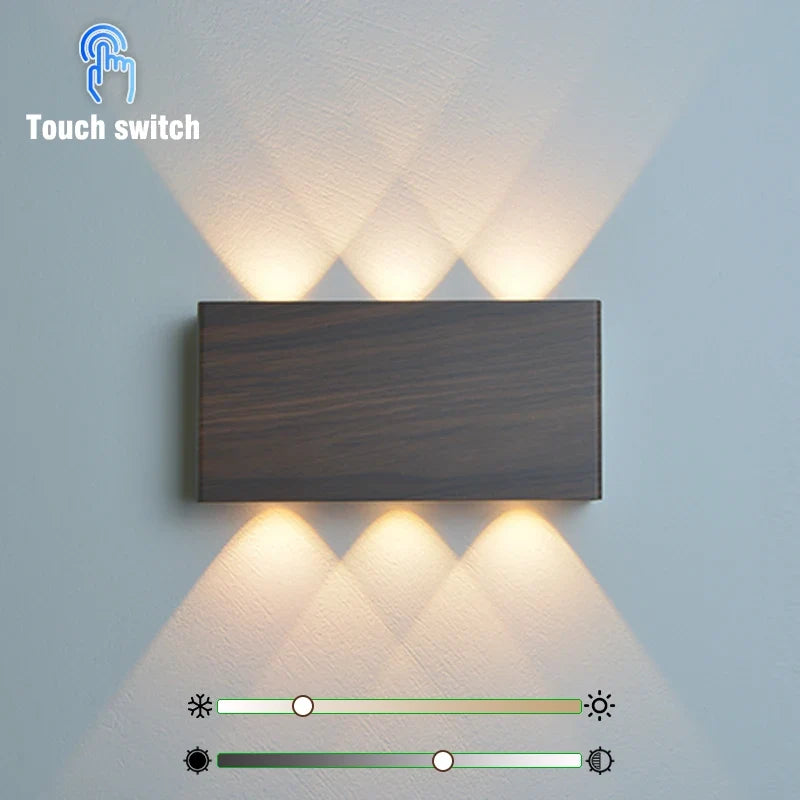 LumiBlock Rechargeable Wood-Grain Wall Lamp