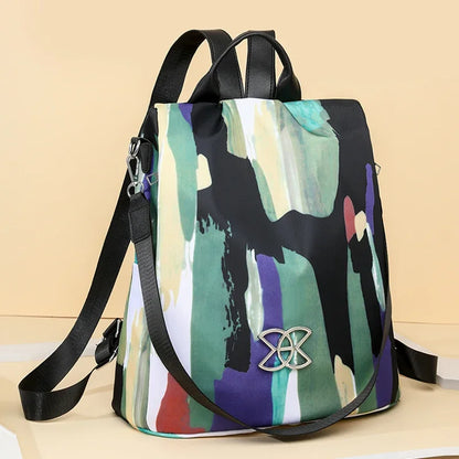 Abstract print anti-theft backpack