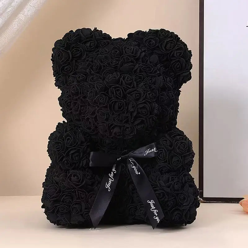 Black foam rose bear