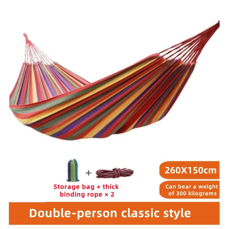 Striped Canvas Double Camping Hammock