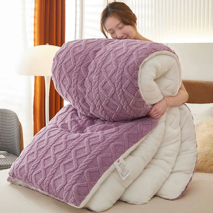 Thick Faux Lamb Fleece Weighted Comforter - Purple