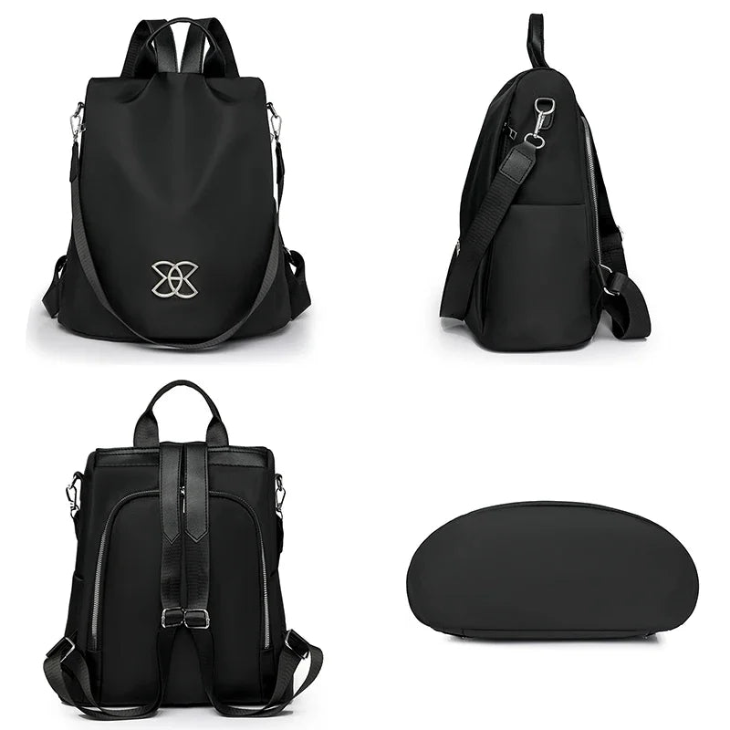 Backpack front, side, back and base views