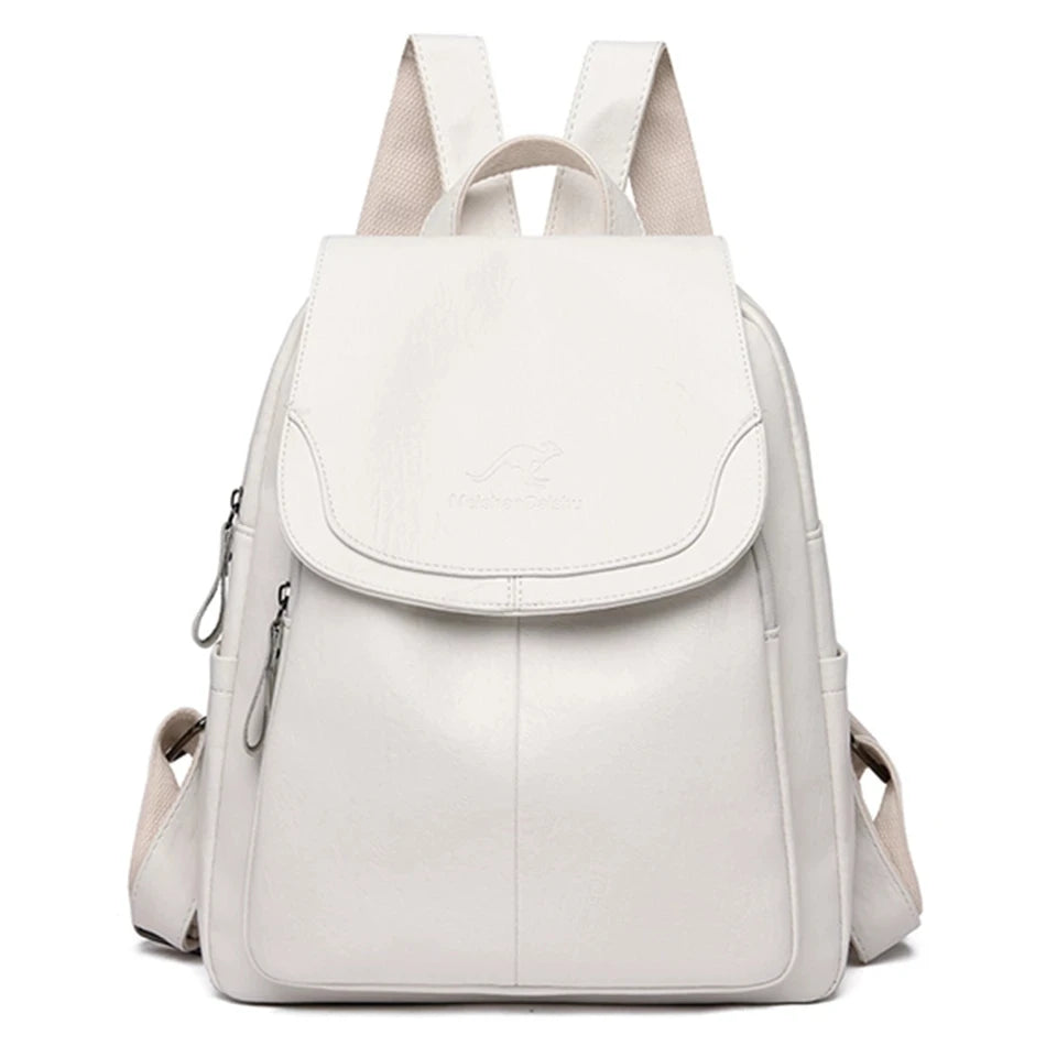 Soft leather backpack in Pure White