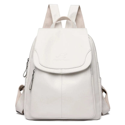 Soft leather backpack in Pure White