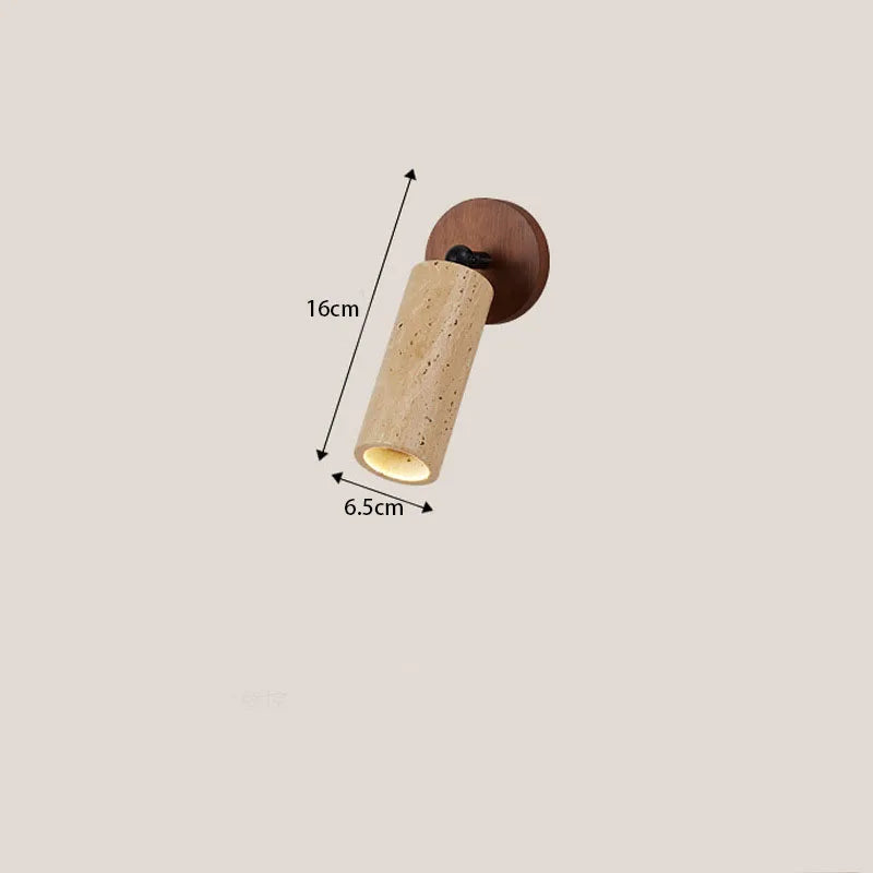 Huangdong Travertine & Wood Wall Lamp